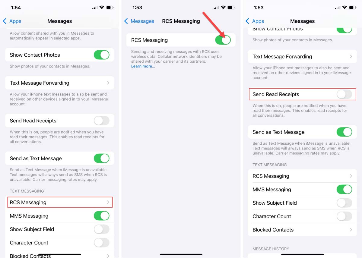 فعال کردن قابلیت RCS در آیفون