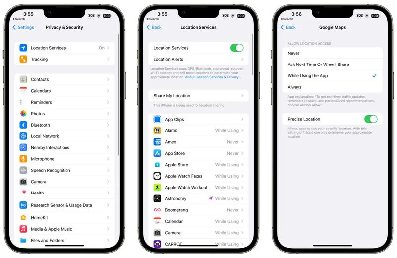 محدود کردن دسترسی به لوکیشن در آیفون