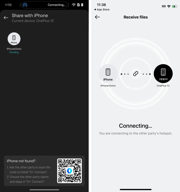 اشتراک گذاری فایل با گوشی های آيفون در Oxygen OS 15