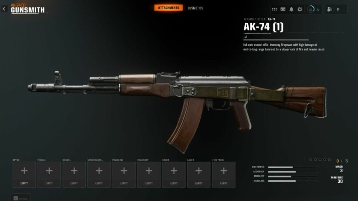 اسلحه AK-74 (Assault Rifle) در call of duty BLACK OPS 6