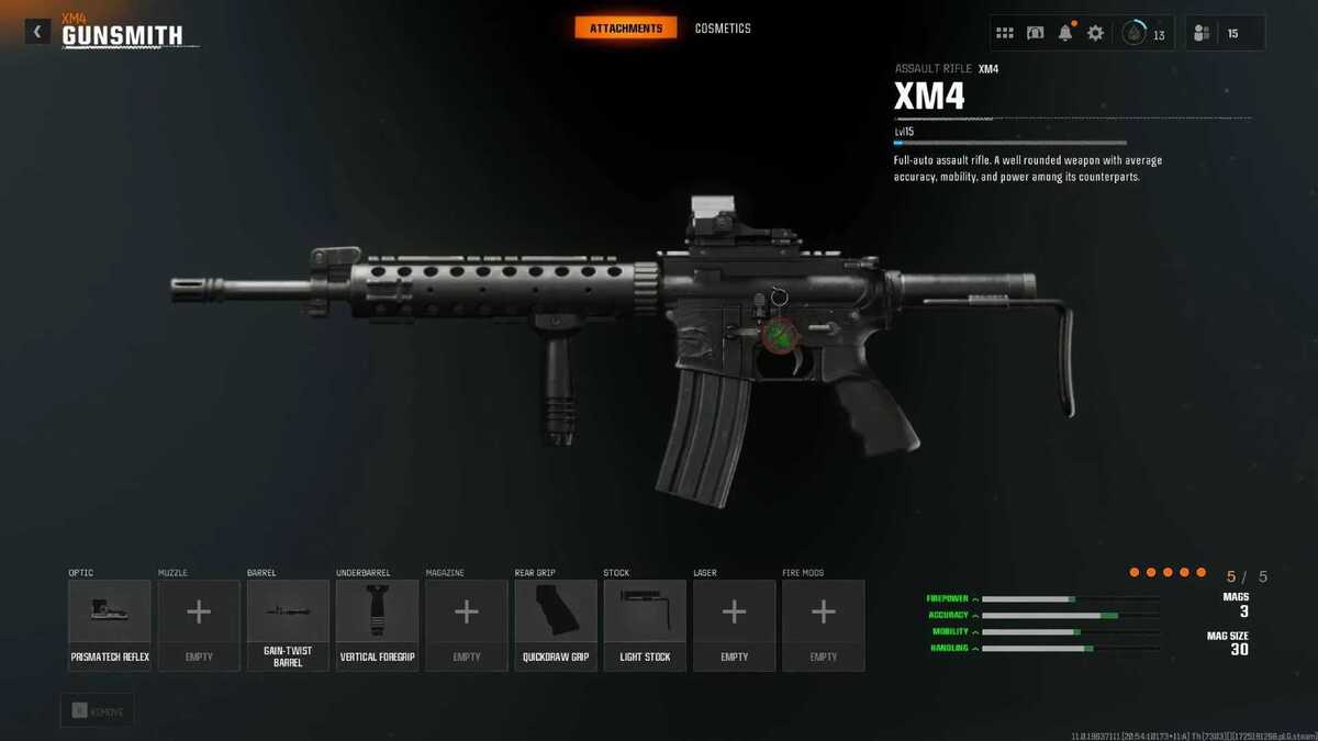 اسلحه XM4 (Assault Rifle) در call of duty BLACK OPS 6