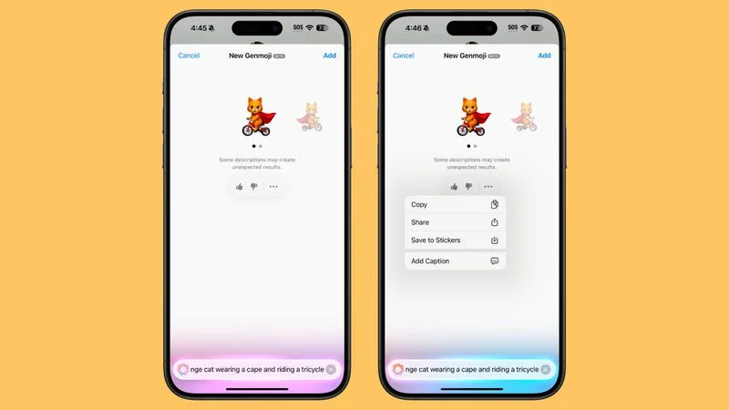 کپی، جای‌گذاری و اشتراک‌گذاری Genmoji