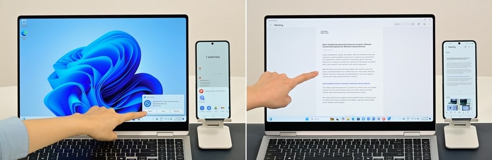 ویژگی Quick Share در Galaxy Book5 Pro 360