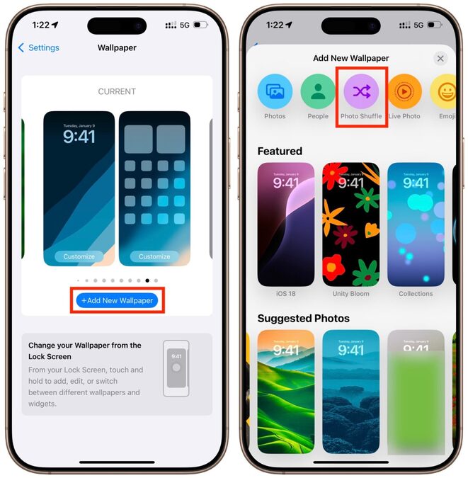 گزینه Photo Shuffle در آیفون