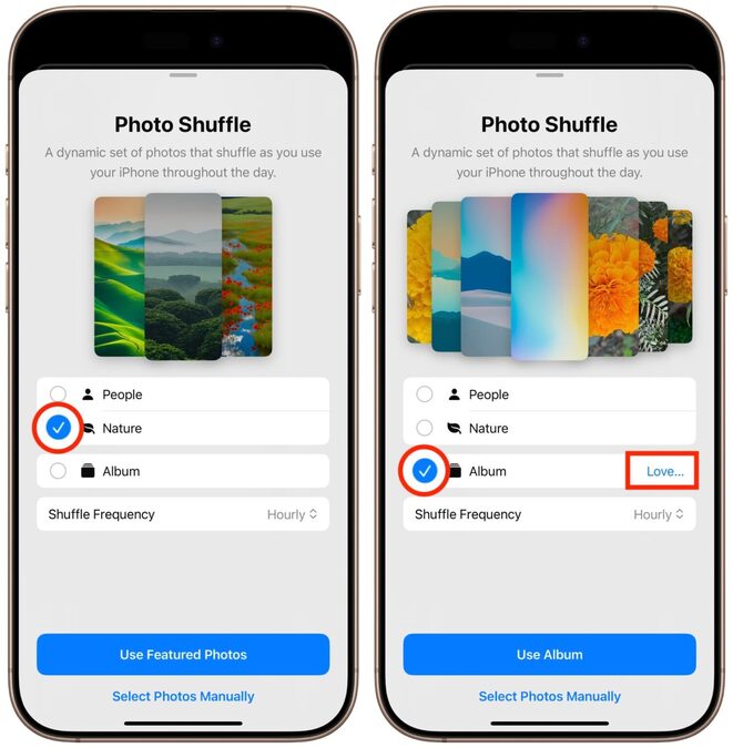 انتخاب تصاویر برای Photo Shuffle