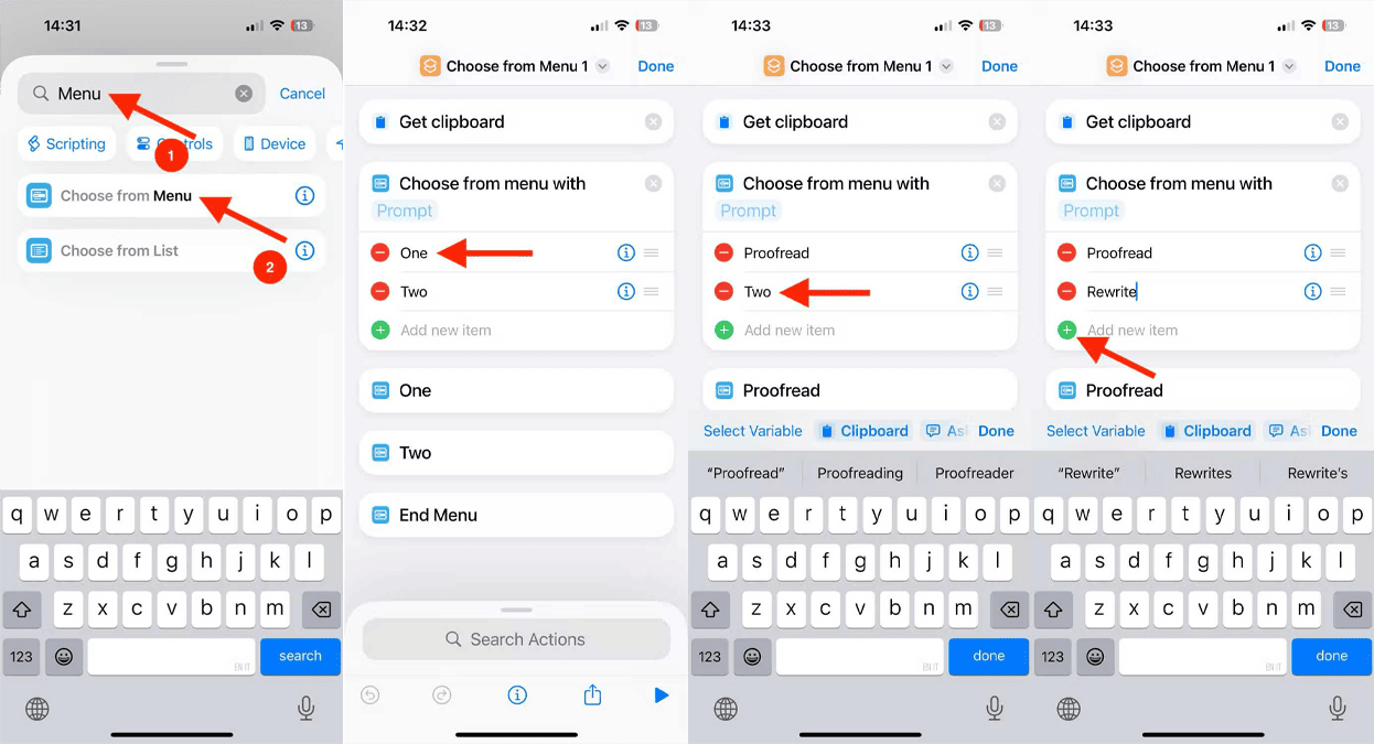 ساخت شورتکات  ابزار نوشتاری آیفون های قدیمی مرحله دوم