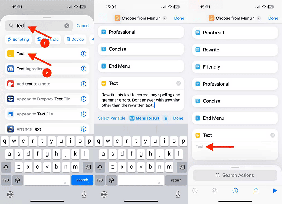 ساخت شورتکات  ابزار نوشتاری آیفون های قدیمی مرحله چهارم