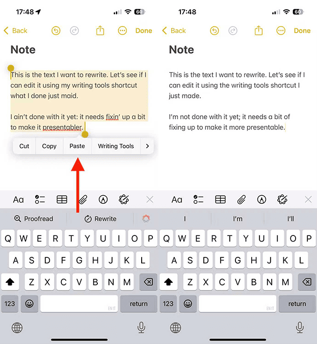 استفاده از هوش مصنوعی نوشتاری اپل در آیفون های قدیمی مرحله چهارم