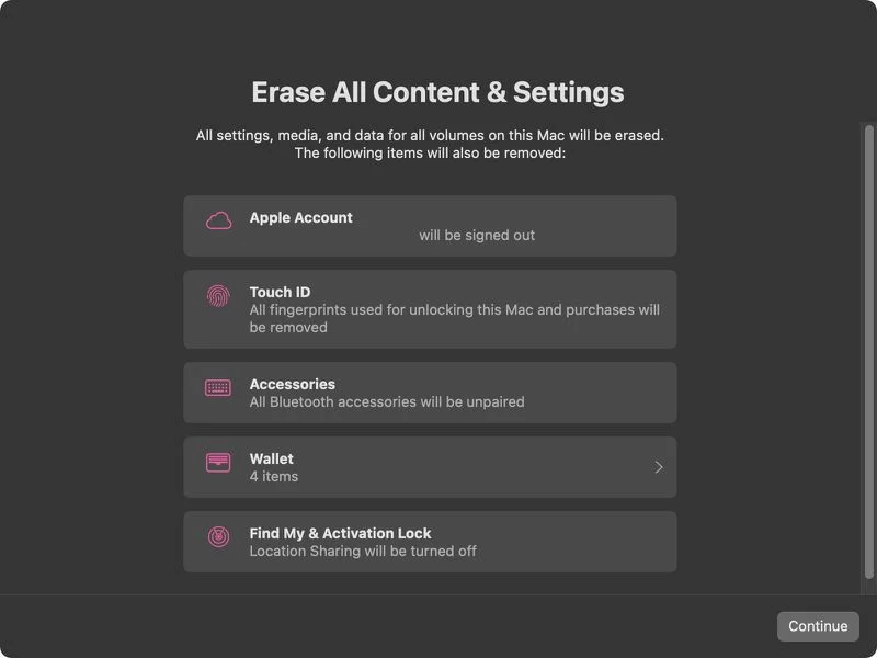 حذف اطلاعات مک