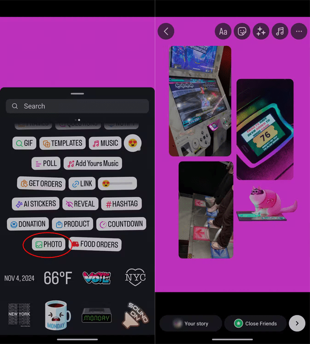 ایجاد استور اینستاگرام با چند عکس