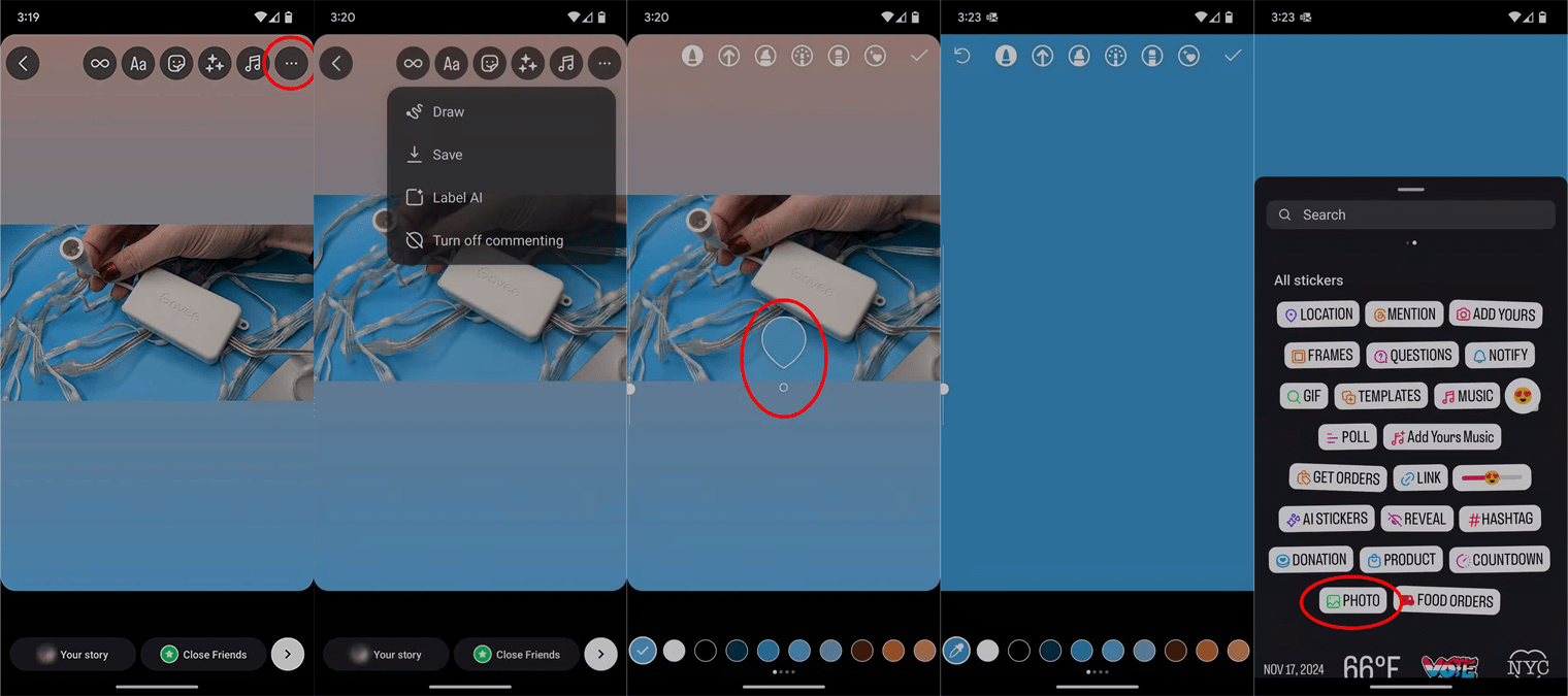 تغییر رنگ پس زمینه استوری اینستاگرام