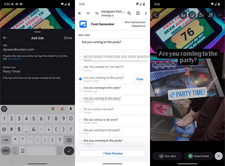 استفاده از فونت‌های خاص در استوری اینستاگرام