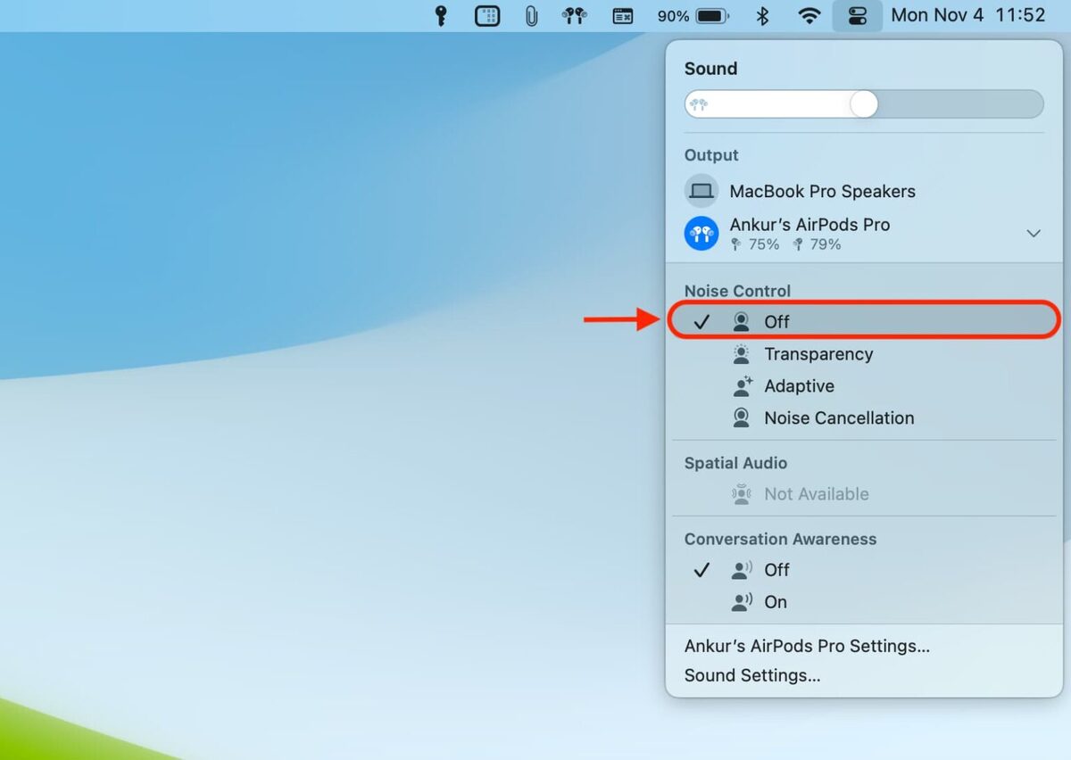خاموش کردن حالت نویز در مک