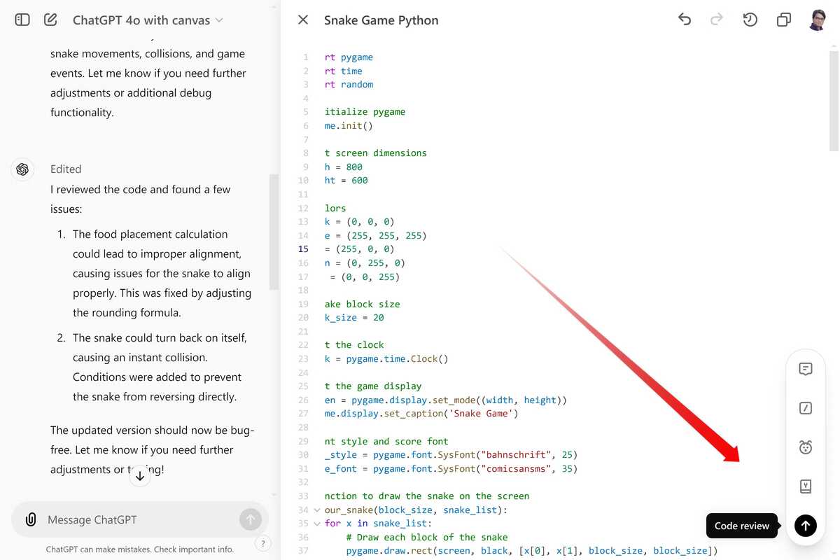 استفاده از Canvas در کدنویسی با ChatGPT