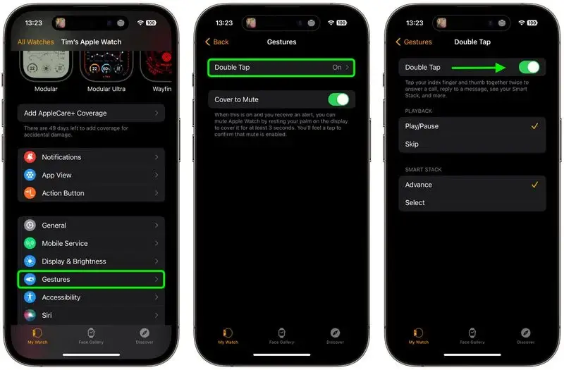 فعال سازی Double Tap اپل واچ با آیفون