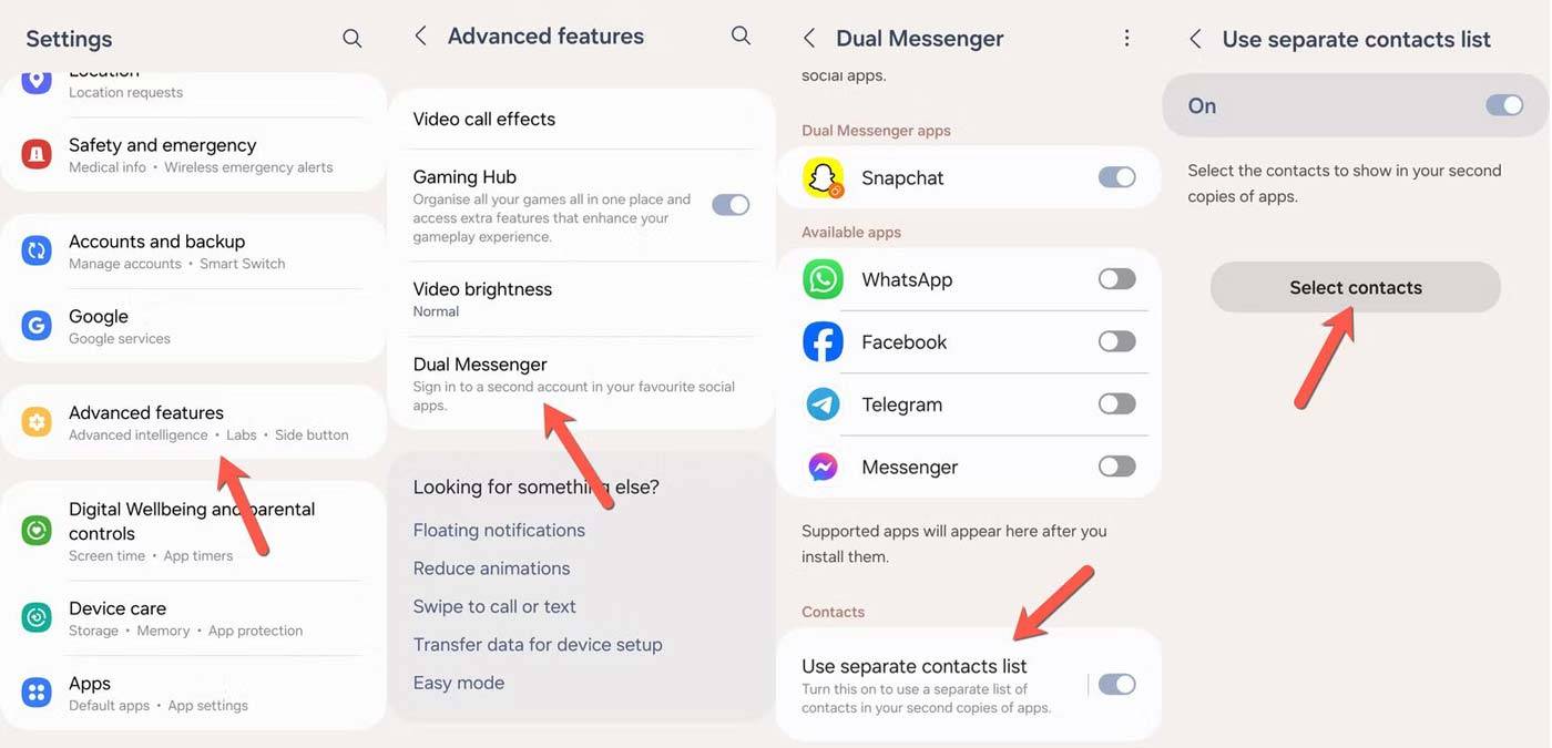 تنظیمات کلون کردن برنامه در سامسونگ