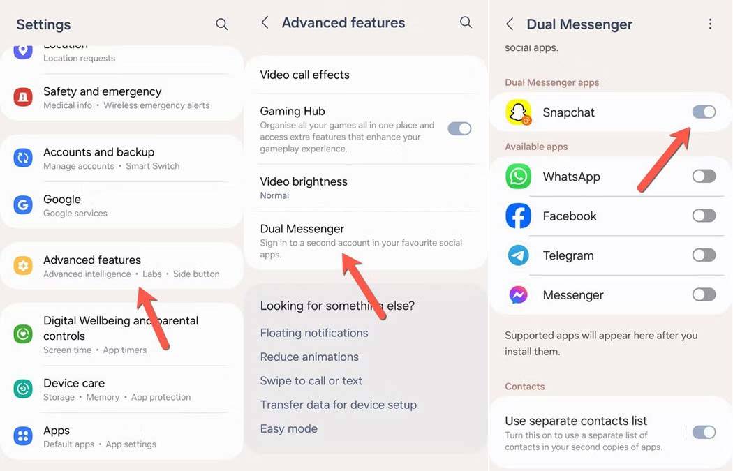 نحوه کلون کردن با Dual Messenger در سامسونگ