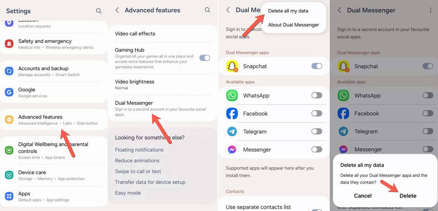 حذف اپلیکیشن های کلون شده در سامسونگ