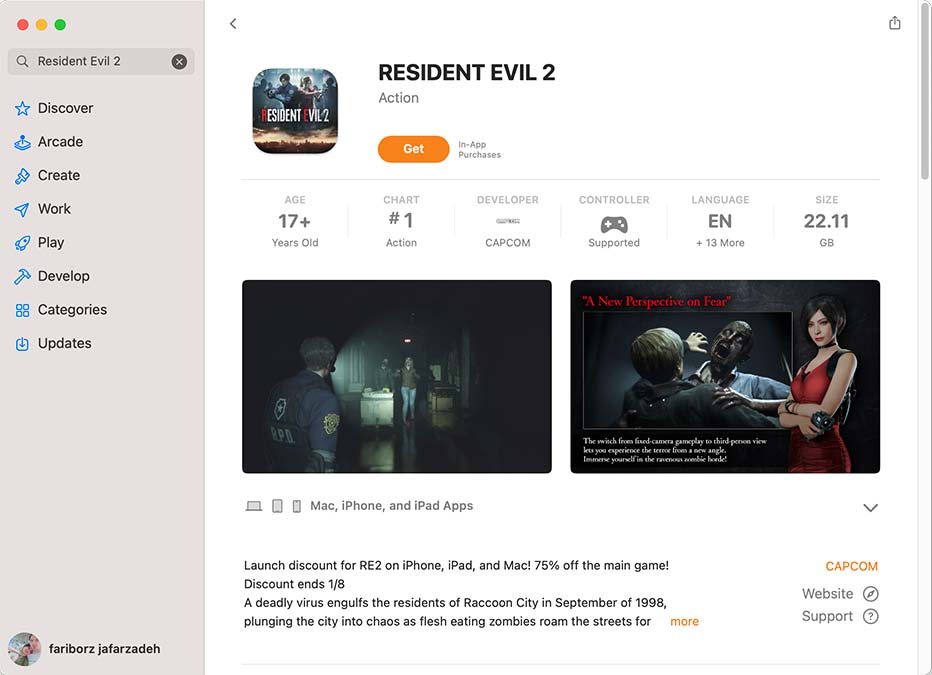 Resident Evil 2 در اپ استور