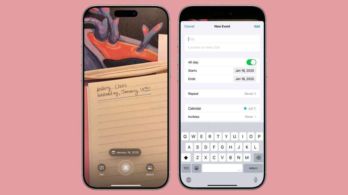افزودن رویداد به تقویم با اسکن در ایفون