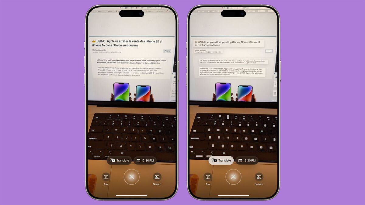 ترجمه متن با هوش مصنوعی در آیفون