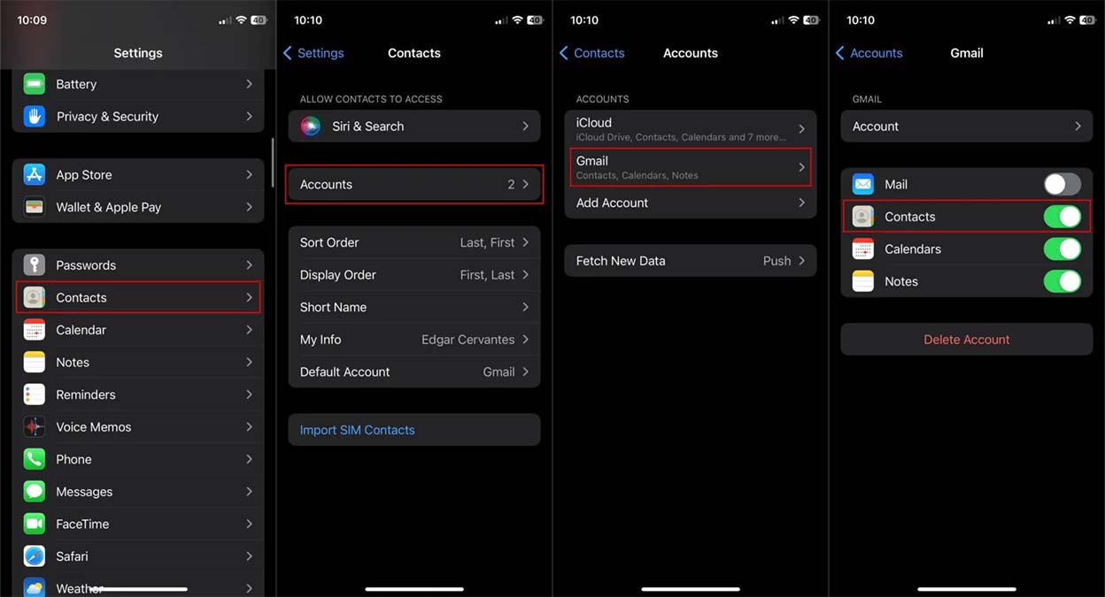 انتقال مخاطبین به آیفون