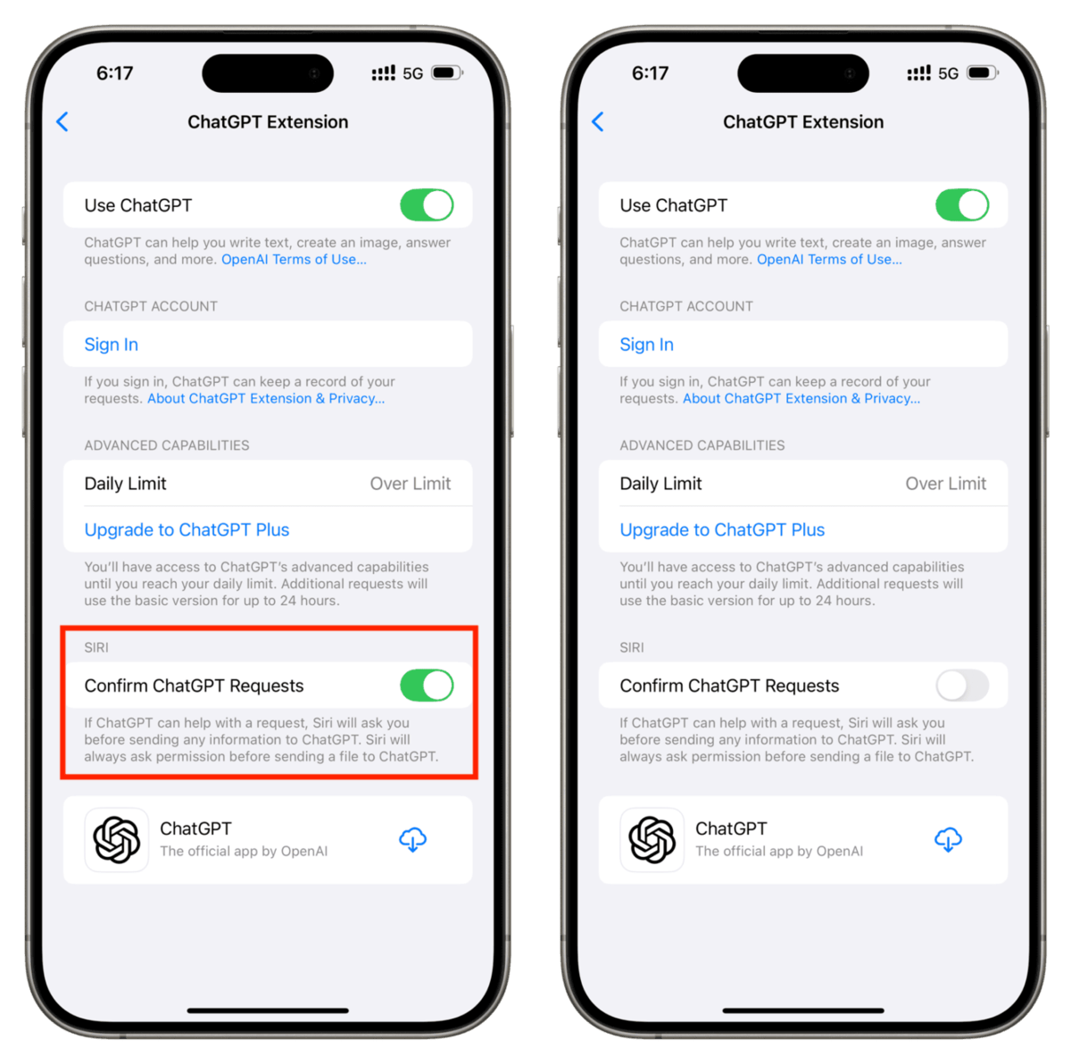 استفاده از چت جی پی تی (ChatGPT) توسط سیری بدون تأیید شما