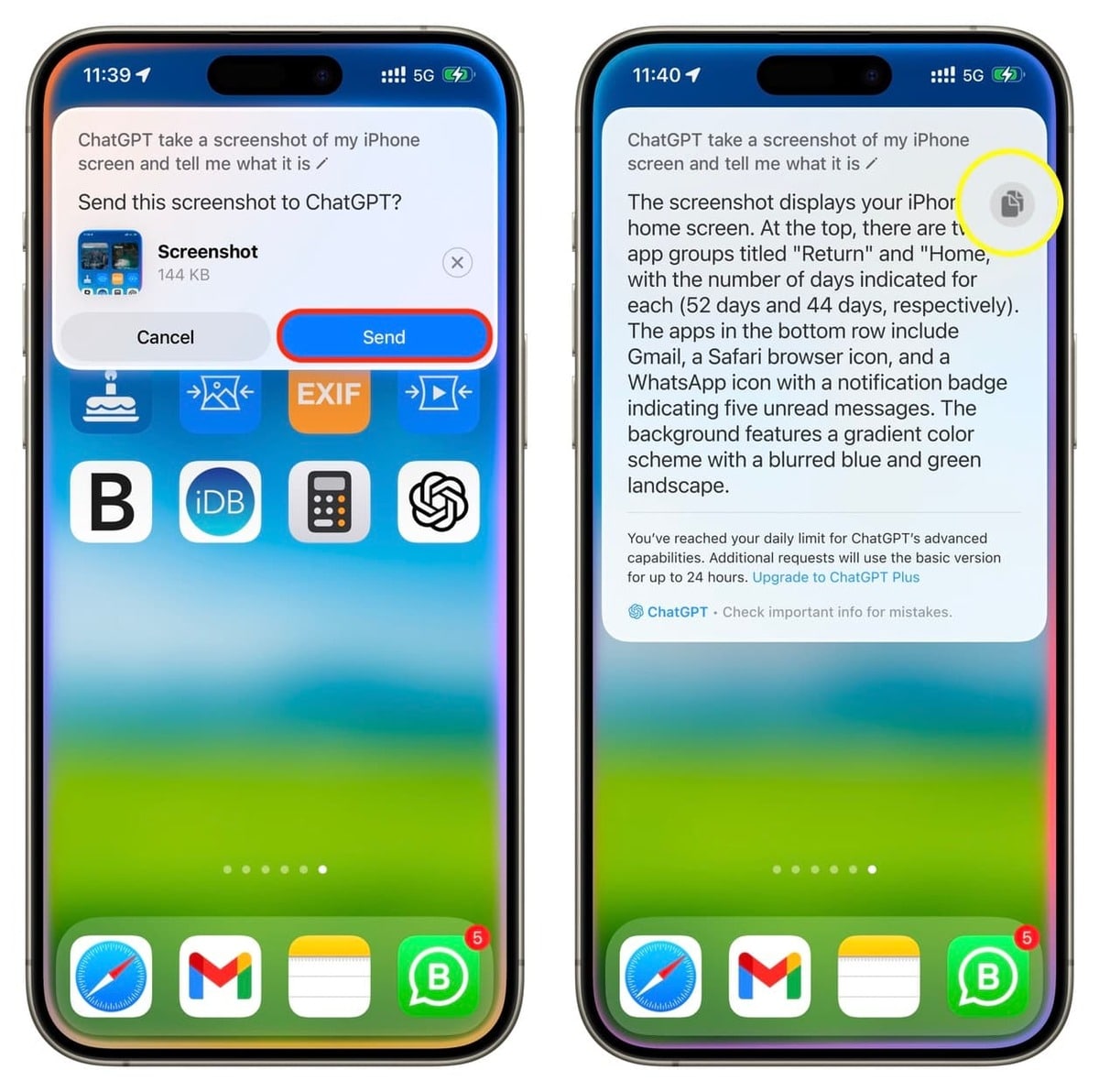 اطلاعات درباره محتوای روی صفحه نمایش