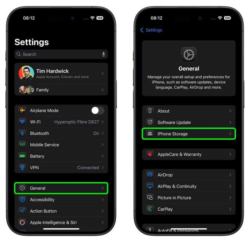مدیریت حافظه آیفون