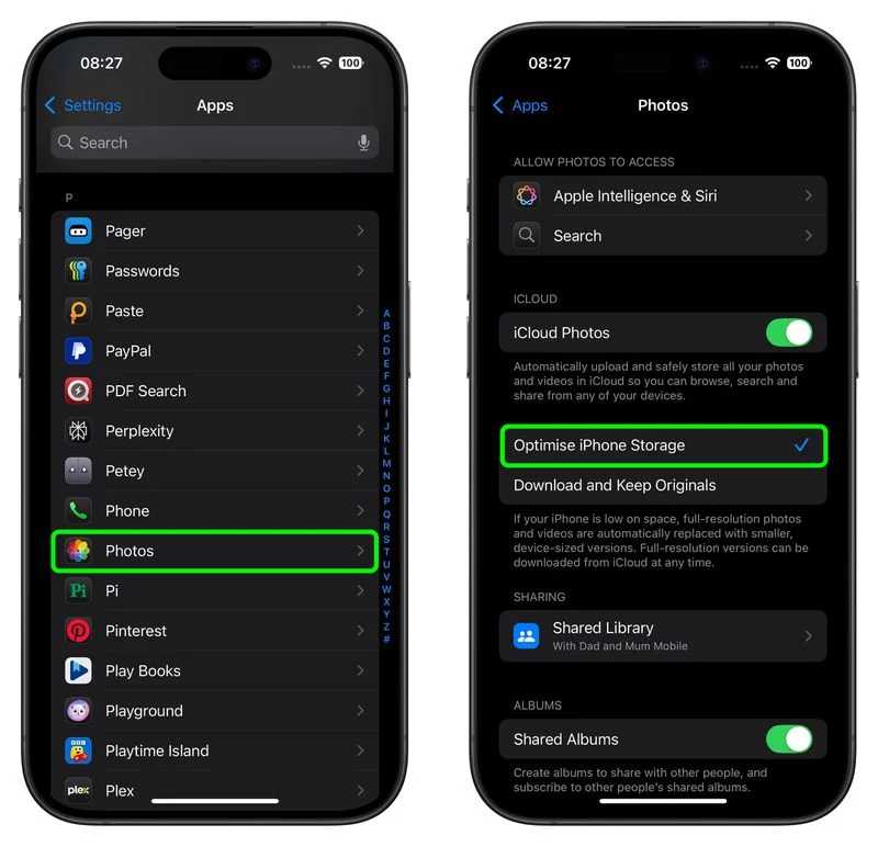 آزاد کردن حافظه اشغال گالری آیفون