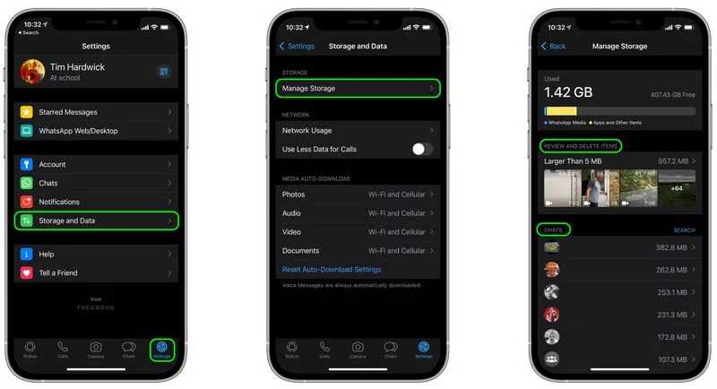حدف کردن فایل های واتساپ در آیفون