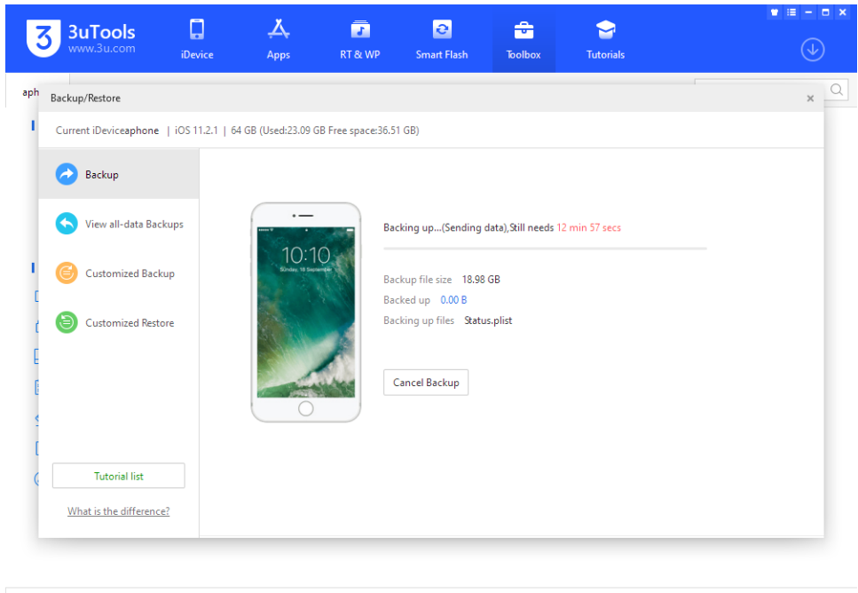 بکاپ گرفتن از آیفون با 3uTools مرحله دوم
