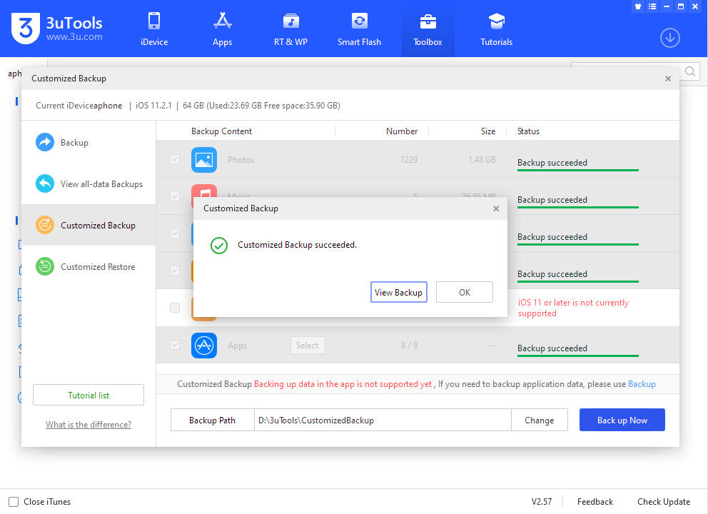 بکاپ شخصی شده آیفون با 3uTools مرحله سوم