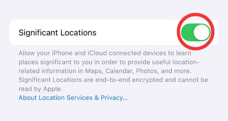 نحوه غیرفعال‌سازی Significant Locations