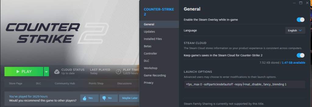 تنظیمات لانچ را به کانتر استرایک 2