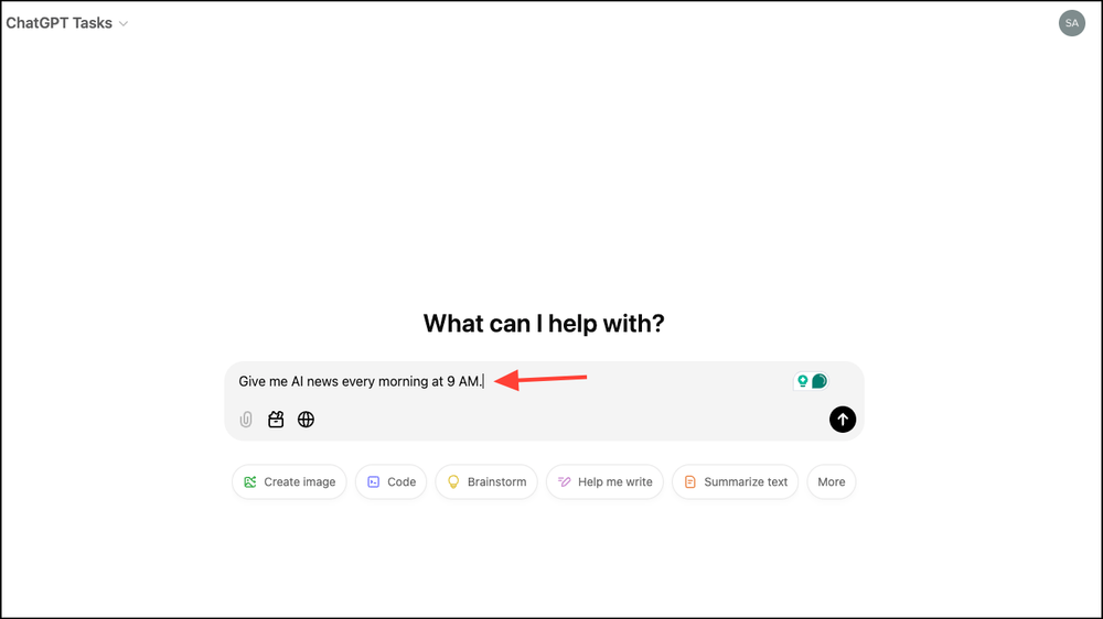 آموزش استفاده از ویژگی تسک در چت جی پی تی قدم دوم