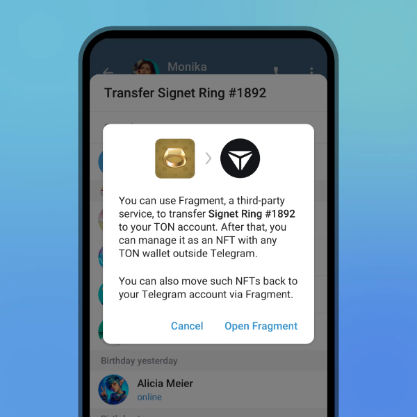 انتقال هدایا تلگرام به بلاکچین