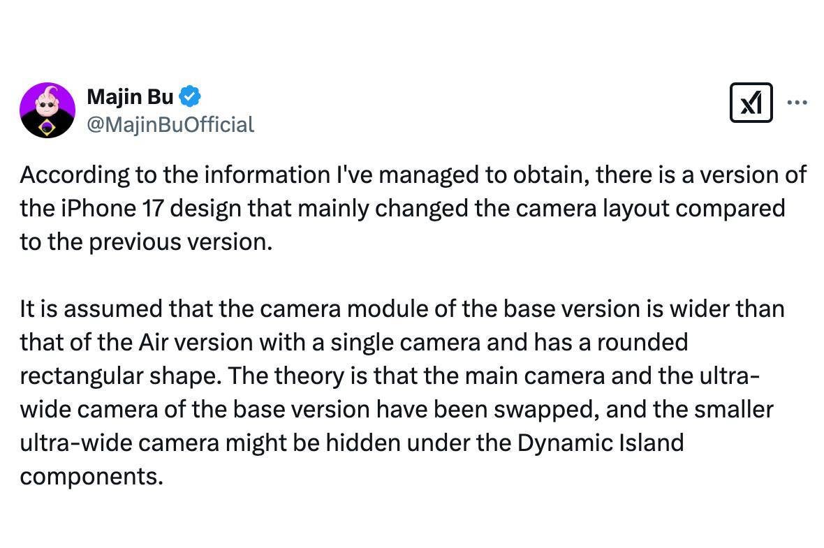 توییت majin bu در مورد آیفون 17