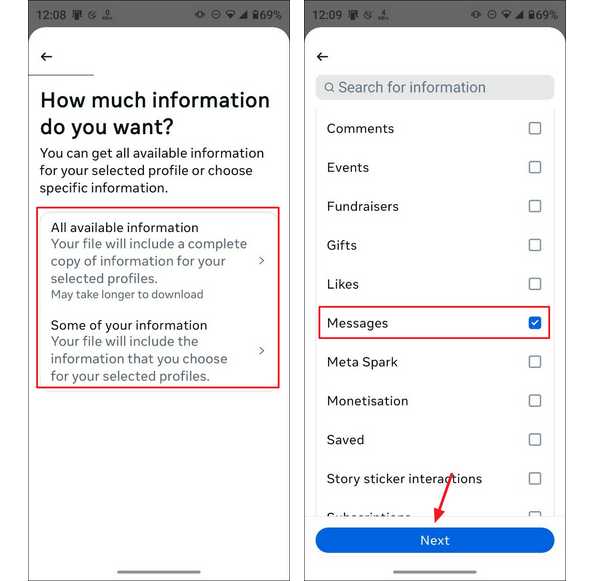 بکاپ گرفتن از چت های اینستاگرام مرحله چهارم