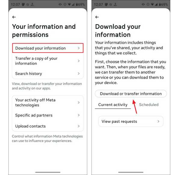 بکاپ گرفتن از چت های اینستاگرام مرحله سوم