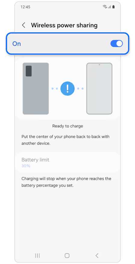 اشتراک شارژ باتری در گلکسی S25 مرحله سوم