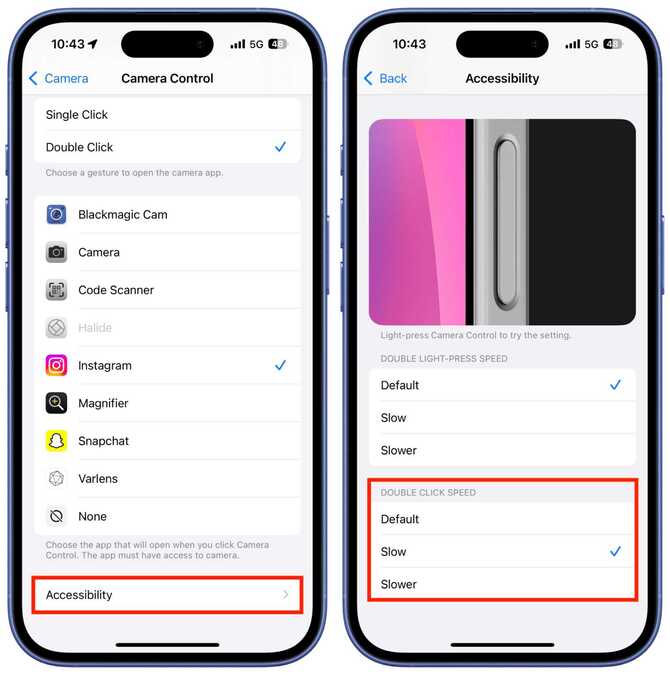 کاهش سرعت Double Click در آیفون 16