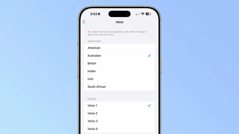 صداهای جدید سیری Siri Voices