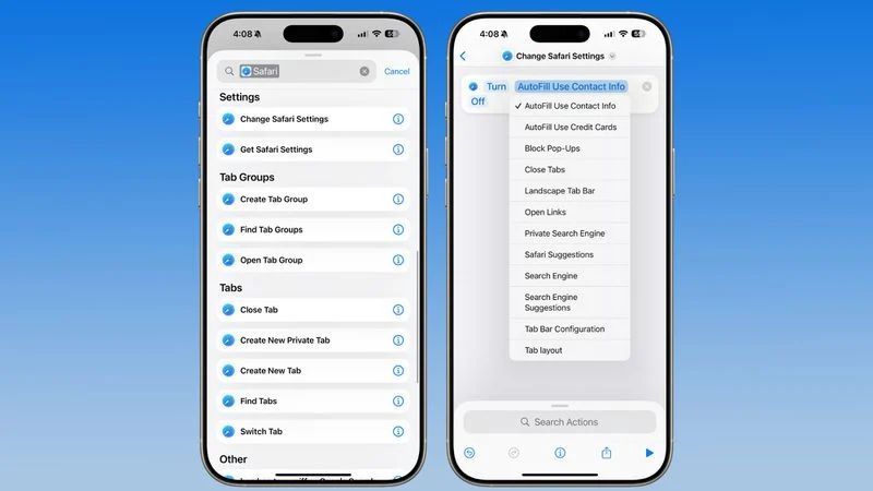 اکشن‌های جدید در برنامه Shortcuts در ios 18.4