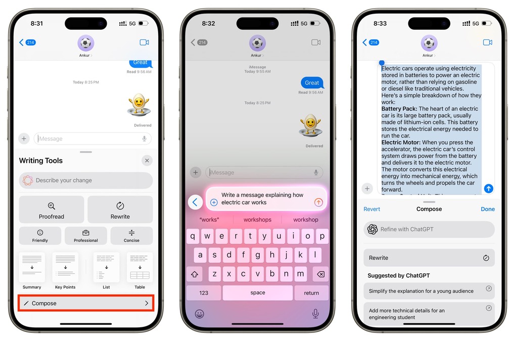 نوشتن متن در آیفون با ChatGPT