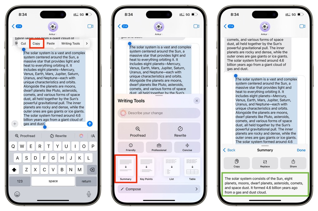 خلاصه‌سازی پیام‌های طولانی در اپ مسیج آیفون