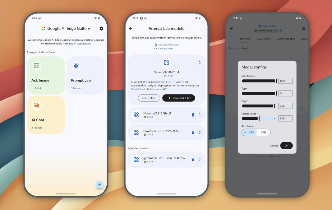 هوش مصنوعی گوگل AI Edge Gallery