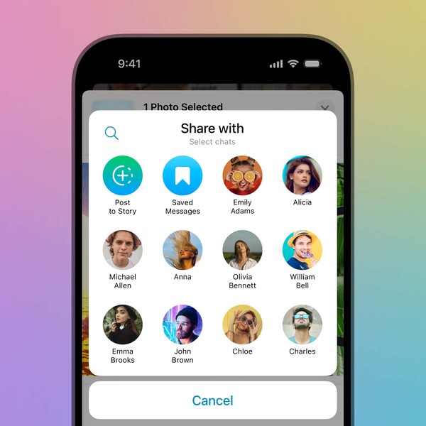 اشتراک رسانه از گالری در استوری‌ تلگرام برای iOS