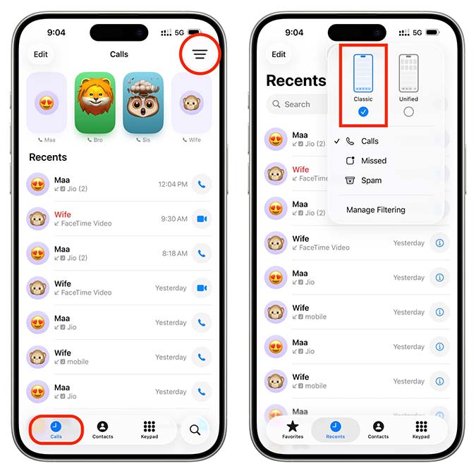چطور ظاهر قدیمی اپلیکیشن Phone را بازگردانیم؟
