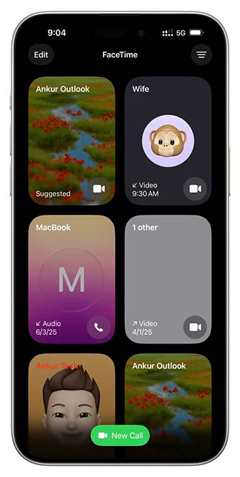 طراحی اپلیکیشن FaceTime در iOS 26